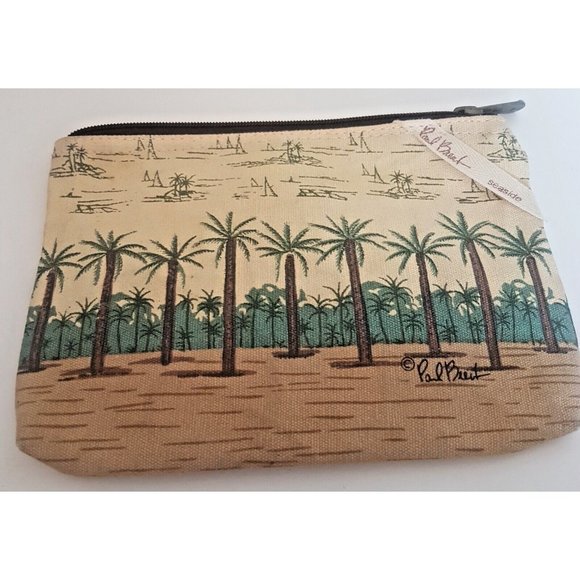 Paul Brent Sun N Sand Small Zippered Bag Sea Side Beach Life Palms Beach Cotton - Picture 10 of 12